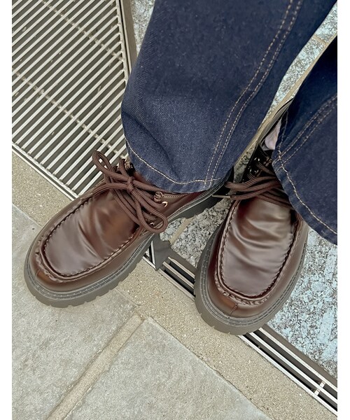 Re:EDIT(リエディ)の「レースアップローファー - シューズ通販 | 人気レディースファッション - Re:EDIT(リエディ)(その他・レディース・ブラック/ブラウン・S(23.0cm相当)/M(23.5cm相当)/L(24.0cm相当)/LL(24.5cm相当))」の17枚目の写真