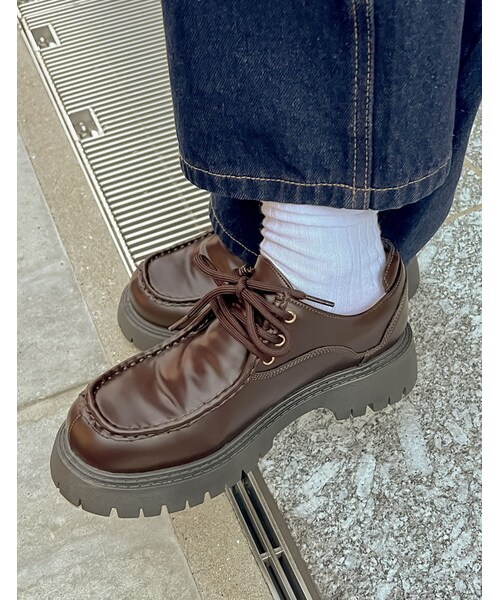 Re:EDIT(リエディ)の「レースアップローファー - シューズ通販 | 人気レディースファッション - Re:EDIT(リエディ)(その他・レディース・ブラック/ブラウン・S(23.0cm相当)/M(23.5cm相当)/L(24.0cm相当)/LL(24.5cm相当))」の16枚目の写真