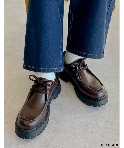 Re:EDIT(リエディ)の「レースアップローファー - シューズ通販 | 人気レディースファッション - Re:EDIT(リエディ)(その他・レディース・ブラック/ブラウン・S(23.0cm相当)/M(23.5cm相当)/L(24.0cm相当)/LL(24.5cm相当))」の14枚目の写真