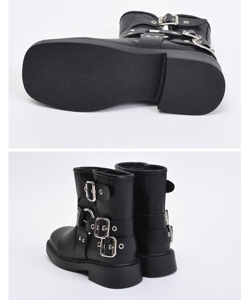 Re:EDIT（リエディ）の「バックルデザインミドルエンジニアブーツ - シューズ通販 | 人気レディースファッション - Re:EDIT（リエディ）（その他・レディース・ブラック/ブラウン・S(23.0cm相当)/M(23.5cm相当)/L(24.0cm相当)/LL(24.5cm相当)）」の17枚目の写真