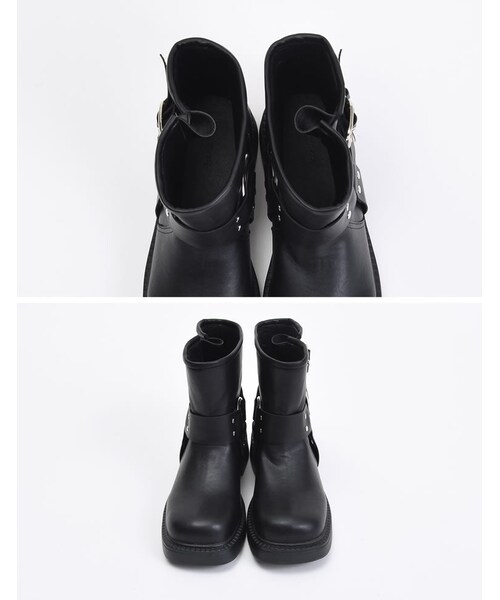 Re:EDIT（リエディ）の「バックルデザインミドルエンジニアブーツ - シューズ通販 | 人気レディースファッション - Re:EDIT（リエディ）（その他・レディース・ブラック/ブラウン・S(23.0cm相当)/M(23.5cm相当)/L(24.0cm相当)/LL(24.5cm相当)）」の18枚目の写真