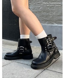 バックルデザインミドルエンジニアブーツ - シューズ通販 | 人気レディースファッション - Re:EDIT（リエディ）