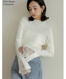 Re:EDIT（リエディ）の「袖レースレイヤードフレアスリーブニット - トップス通販 | 人気レディースファッション - Re:EDIT（リエディ）（その他・レディース）」