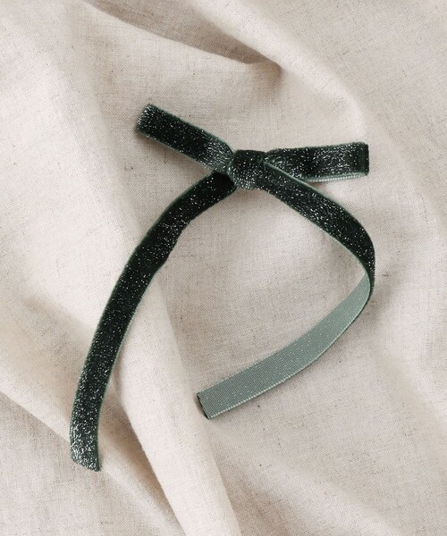 3coins（3coins）の「ラメベロアリボンクリップ／KIDS（バレッタ/ヘアクリップ・キッズ・ワインレッド/グリーン/ブラック・FREE）」の3枚目の写真