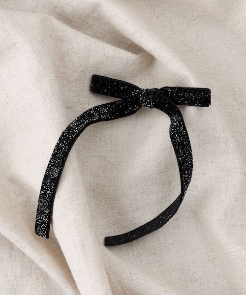 3coins（3coins）の「ラメベロアリボンクリップ／KIDS（バレッタ/ヘアクリップ・キッズ・ワインレッド/グリーン/ブラック・FREE）」の2枚目の写真