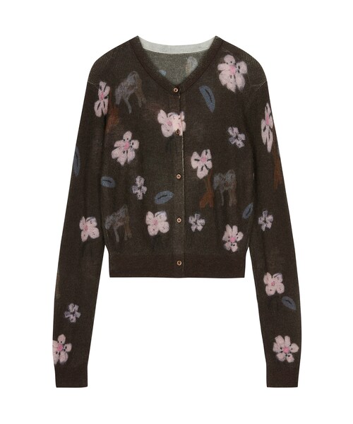 JNBY（ジェーエヌビーワイ）の「Animal & Flower Motif Knit Cardigan（カーディガン/ボレロ・レディース・ベージュ/ブラウン・36/38/40）」の2枚目の写真