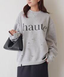 Lui's（ルイス）の「フロントプリント ダメージ加工スウェット”haute' damage sweat（Tシャツ/カットソー）」