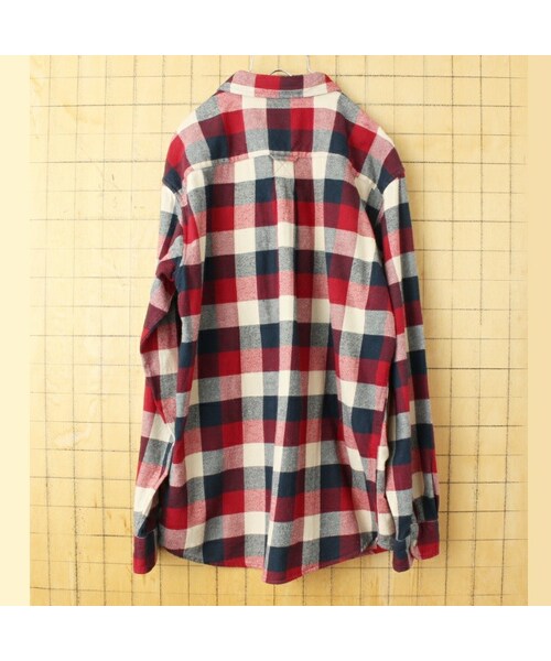 --(--)の「USA RED HEAD チェック ボタンダウン シャツ レッド メンズL 長袖 アメリカ古着(シャツ/ブラウス・レディース・レッド・L)」の3枚目の写真