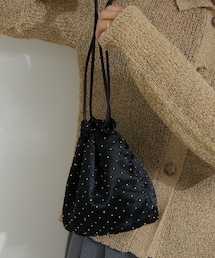 CIAOPANIC TYPY | チェーン付きサテンスタッズ巾着ミニBAG(ショルダーバッグ)