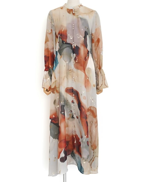 Ameri VINTAGE（アメリ ヴィンテージ）UNDRESSED AMELIA INK ART DRESS（ベージュ/M）