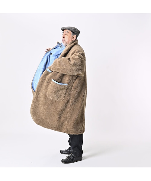45R 厚ナイロン×ボアの908ショールカラーコート 45R厚ナイロン×ボアの908ショールカラーコート: WOMEN｜45R