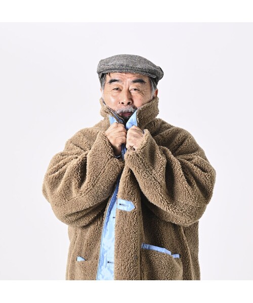 ココルン様　45R　厚ナイロン×ボアの908ショールカラーコート 45R（フォーティファイブアール）の「厚ナイロン×ボアの908ショール