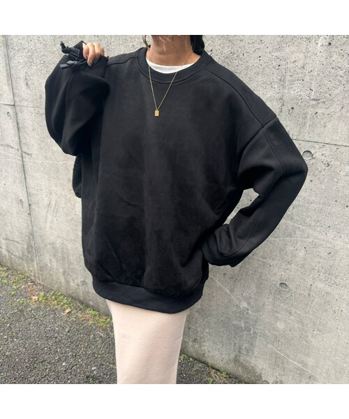 copine(コピン)の「裏起毛スエード調スウェット(ブラック)(スウェット・レディース・ブラック・XL)」の1枚目の写真