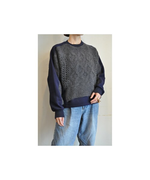 blanc basque（ブランバスク）の「スウェットモヘアプルオーバー（スウェット・レディース・ホワイト/グリーン/グレー・one）」の2枚目の写真