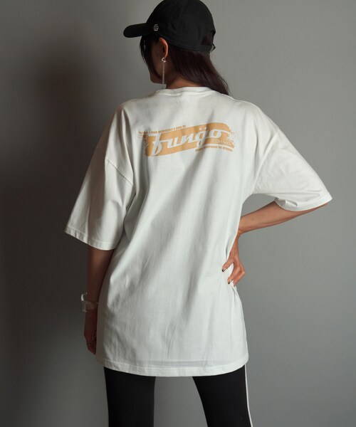 FUNGO TOKYO(ファンゴトウキョウ)の「WAVE LOGO バックプリント半袖Tシャツ(Tシャツ/カットソー・レディース・ホワイト/ブラック・S/M/L/XL)」の1枚目の写真