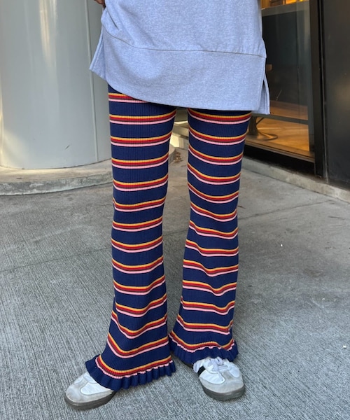 CIAOPANIC TYPY（チャオパニックティピー）の「【HELLO.SANFRANCISCO】マルチボーダーニットフレアパンツ（パンツ・レディース・イエロー/ネイビー/ピンク・ONE）」の2枚目の写真