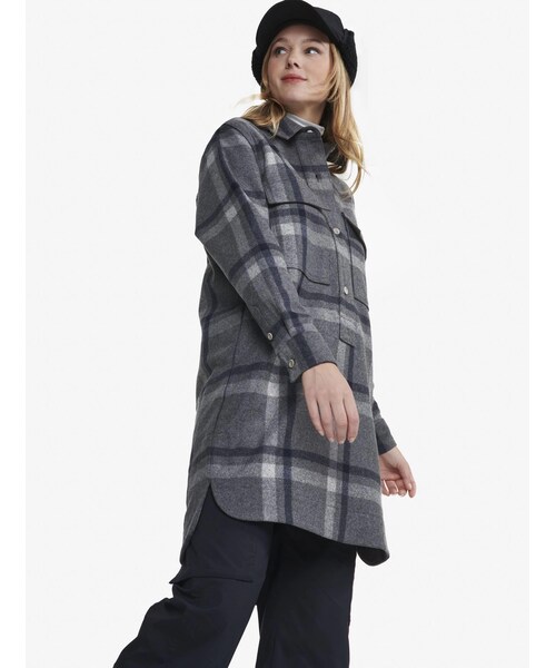 ウールチェックシャツドレス / シャツワンピース