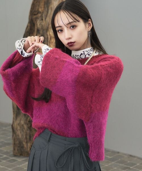 HARE（ハレ）の「グラデーションルーズニット（トップス・ブラック09/レッド35/ブルー85・FREE）」の15枚目の写真