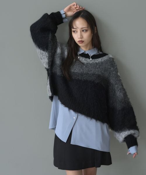 HARE（ハレ）の「グラデーションルーズニット（トップス・ブラック09/レッド35/ブルー85・FREE）」の10枚目の写真