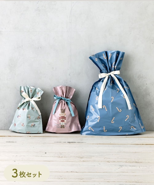 3coins（3coins）の「ラッピング袋3枚セット／Family Christmas