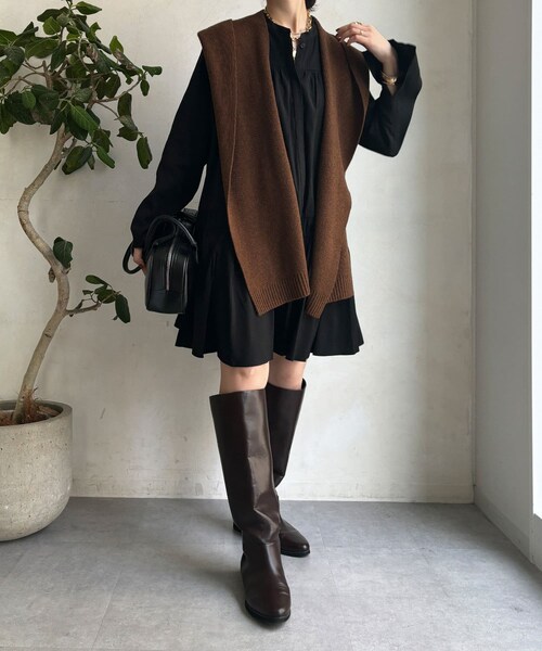 DouDou（ドゥドゥ）の「フィブリルチュニックブラウス（チュニック・レディース・オフホワイト/ベージュ/ブラック・F）」の2枚目の写真