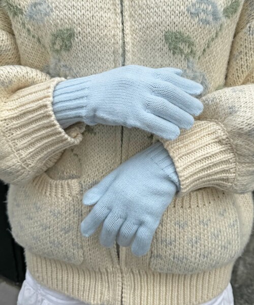 Lattice（Lattice）の「ロゴカラーニットグローブ（手袋・レディース・アイボリー/ベージュ/グレー/ブルー・FREE）」の4枚目の写真