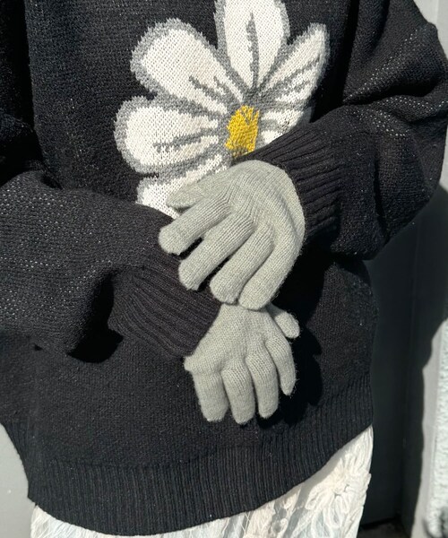 Lattice（Lattice）の「ロゴカラーニットグローブ（手袋・レディース・アイボリー/ベージュ/グレー/ブルー・FREE）」の2枚目の写真