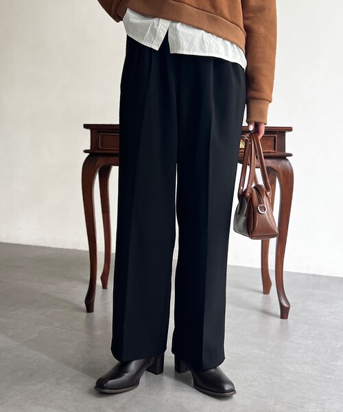 Chez toi（シェトワ）の「2タックスラックスパンツ（スラックス・レディース・ベージュ/グレー/ブラック・F）」の2枚目の写真