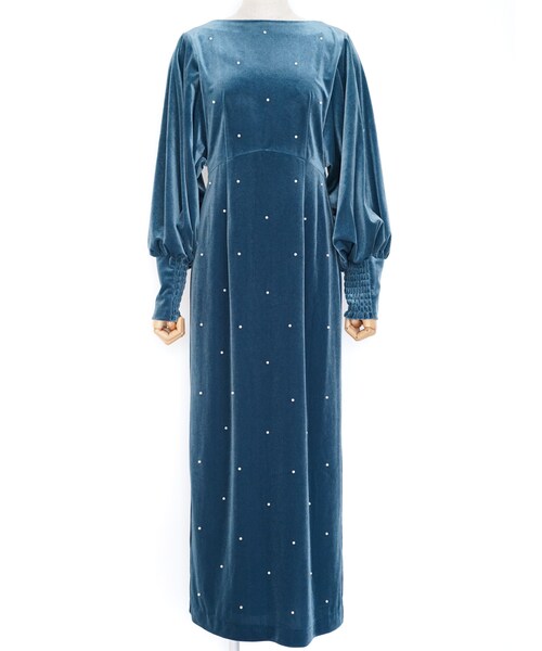 Ameri VINTAGE（アメリ ヴィンテージ）BACK OPEN PEARL VELOUR DRESS