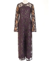 AMERI アメリ バーガンディ レース刺繍ドレス Ameri VINTAGE アメリヴィンテージ レーストップセットファシ