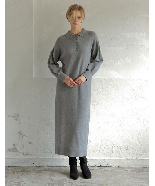 Re:EDIT（リエディ）の「ポロカラーニットワンピース - ワンピース通販 | 人気レディースファッション - Re:EDIT（リエディ）（その他・レディース・ブラック/グレー/配色ブラウン・SC/M/L）」の6枚目の写真