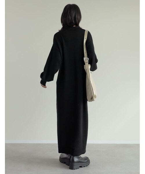 Re:EDIT（リエディ）の「ポロカラーニットワンピース - ワンピース通販 | 人気レディースファッション - Re:EDIT（リエディ）（その他・レディース・ブラック/グレー/配色ブラウン・SC/M/L）」の20枚目の写真