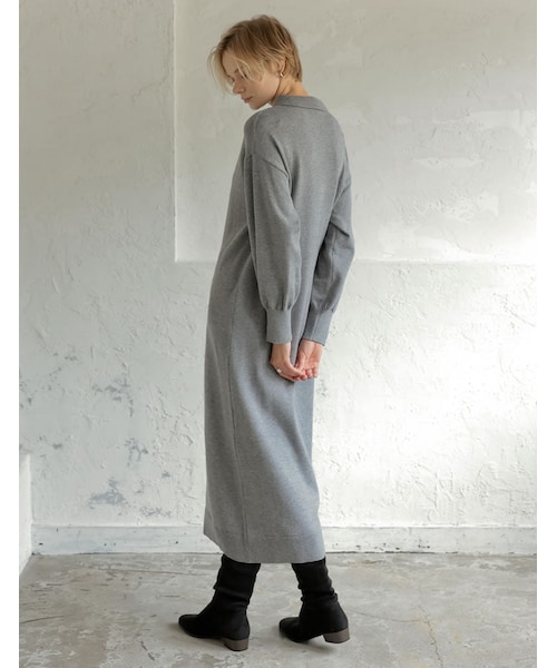 Re:EDIT（リエディ）の「ポロカラーニットワンピース - ワンピース通販 | 人気レディースファッション - Re:EDIT（リエディ）（その他・レディース・ブラック/グレー/配色ブラウン・SC/M/L）」の14枚目の写真