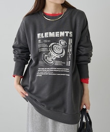 PUAL CE CIN | ヴィンテージライクスペースプリント裏起毛BIGスウェット(トップス)