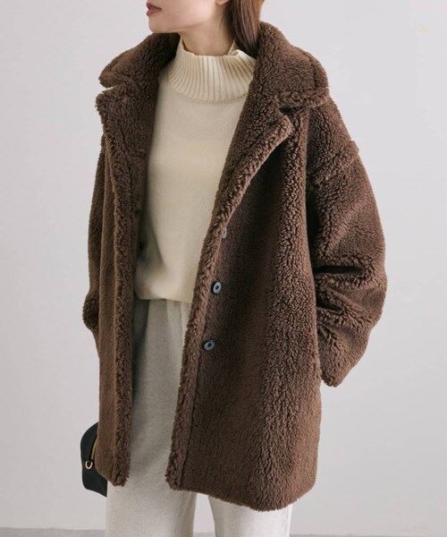 PUAL CE CIN（ピュアルセシン）の「ステンカラーボアミドルコート