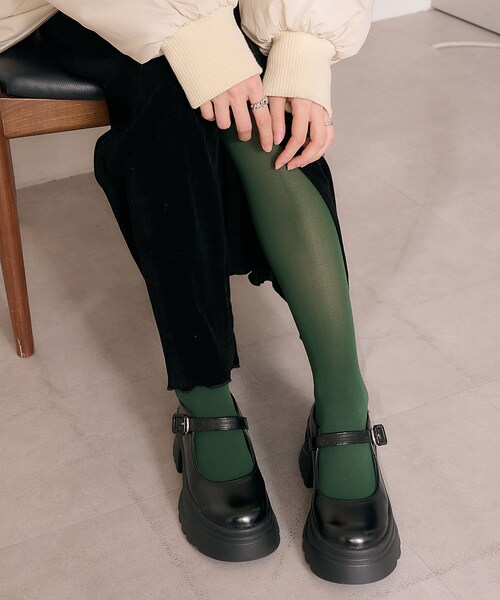 Kastane（カスタネ）の「カラータイツ（レギンス/スパッツ・レディース・ダークブラウン/ダークグリーン/レッドその他1・F）」の2枚目の写真