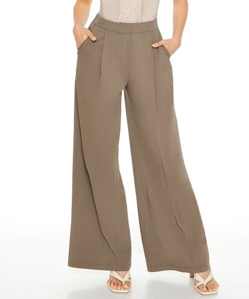 FOREVER 21(フォーエバー トゥエンティーワン)の「タックスラックスパンツ(フォーマルスーツ/小物・ブラウン52・S/M/L)」の1枚目の写真