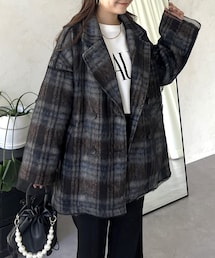 prose verse | シャギーチェックチュールレイヤードミドルコート(ピーコート)