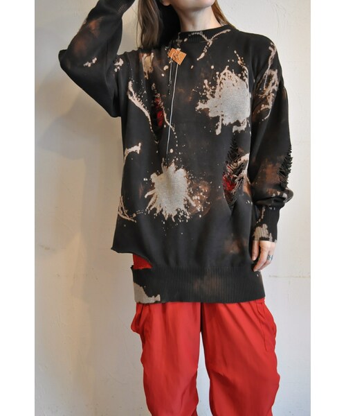 hippiness（ヒッピネス）の「ブリーチアウトブレーカーニットクラッシーズ（ニット/セーター・レディース・グリーン/ブラック/パープル/ピンク・one）」の2枚目の写真