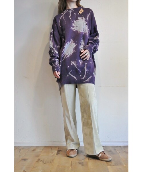 hippiness（ヒッピネス）の「ブリーチアウトブレーカーニットクラッシーズ（ニット/セーター・レディース・グリーン/ブラック/パープル/ピンク・one）」の3枚目の写真