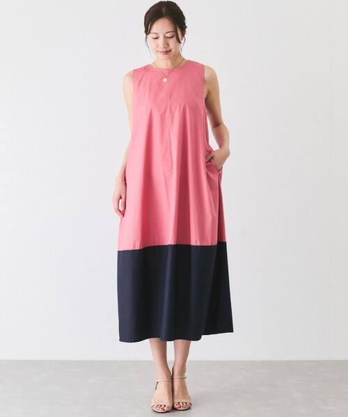 Jayro（ジャイロ）の「バイカラーノースリーブワンピース（ワンピース・レディース・ブラック/ネイビー/ピンク・F）」の3枚目の写真