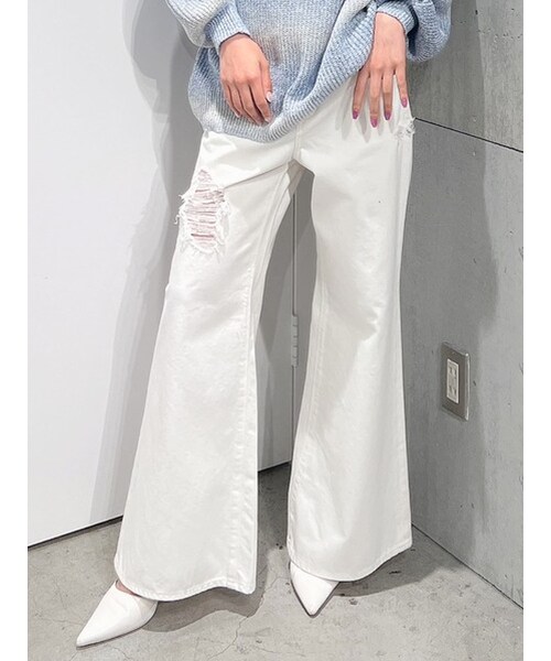 GYDA（ジェイダ）の「ハイウエスト ダメージカラー ワイドパンツ（その他パンツ・レディース・オフホワイト/ベージュ・S/M/F）」の13枚目の写真