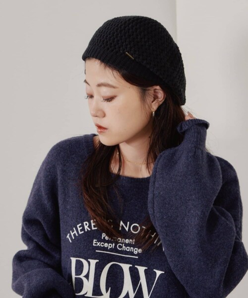 CIAOPANIC TYPY(チャオパニックティピー)の「メッシュニットベレー(ハンチング/ベレー帽・レディース・オフホワイト/グレー/ブラック/ブラウン/サーモンピンク・ONE)」の2枚目の写真