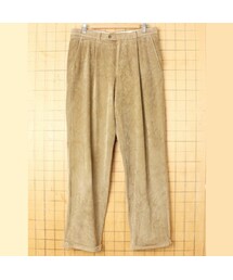 80s 90s EURO 太畝 コーデュロイ ワイド タック パンツ ベージュ W34相当 ユーロ ヨーロッパ古着