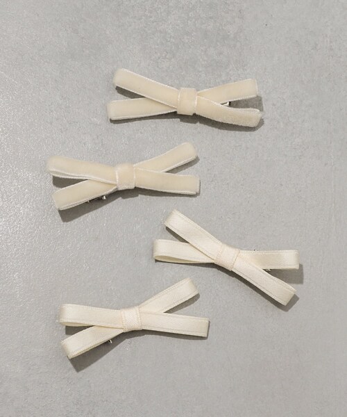 3coins（3coins）の「リボンクリップ4個セット（バレッタ/ヘアクリップ・レディース・ピンク/ネイビー/アイボリー/ブラック・FREE）」の2枚目の写真