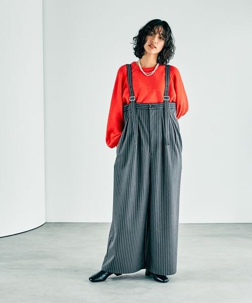 LEPSIM（レプシィム）の「オールインワン（オールインワン・サロペット・レディース・ブラック09/グレー15/グレー*ピンストライプ19(新色)・FREE SIZE）」の3枚目の写真