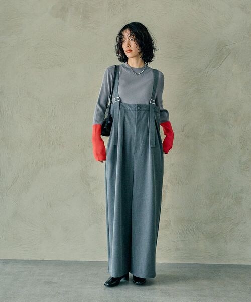 LEPSIM（レプシィム）の「オールインワン（オールインワン・サロペット・レディース・ブラック09/グレー15/グレー*ピンストライプ19(新色)・FREE SIZE）」の14枚目の写真