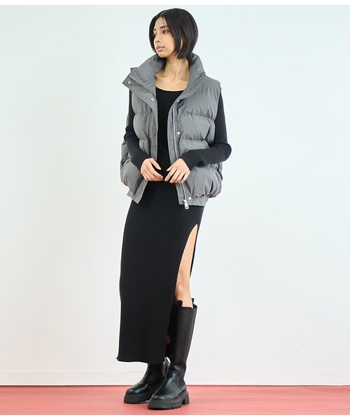 ANAP（アナップ）の「[再入荷]リブ ニット スリット ロング ワンピース（その他・レディース・アイボリー/ブラウン）」の17枚目の写真