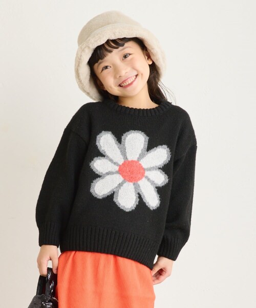 CIAOPANIC TYPY（チャオパニックティピー）の「【KIDS】ハンドライク編みアソート柄ニット（ニット/セーター・キッズ・グレー/ブラック/ベージュ・XL/S/XXL/L/M）」の2枚目の写真