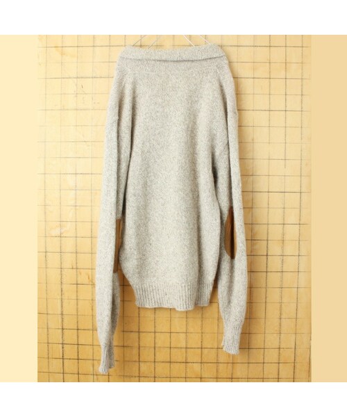 --(--)の「80s 90s USA ショールカラー ウール セーター ベージュ メンズML相当 エルボーパッチ アメリカ古着(ニット/セーター・レディース・ベージュ・M)」の3枚目の写真